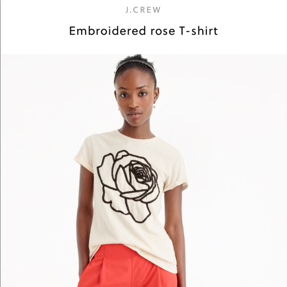 J. Crew Tops - J. Crew Embroidered Rose T-Shirt